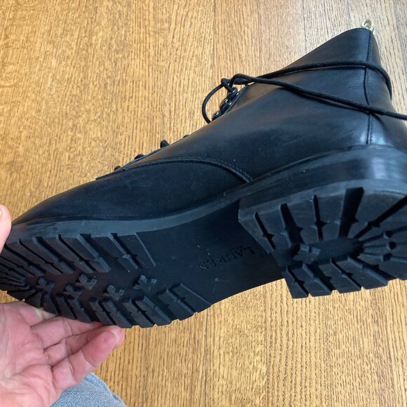 Womens Ralph Lauren Ensley Leather Combat Boots Excellent 11 Black Dr. Martens - Picture 14 of 15